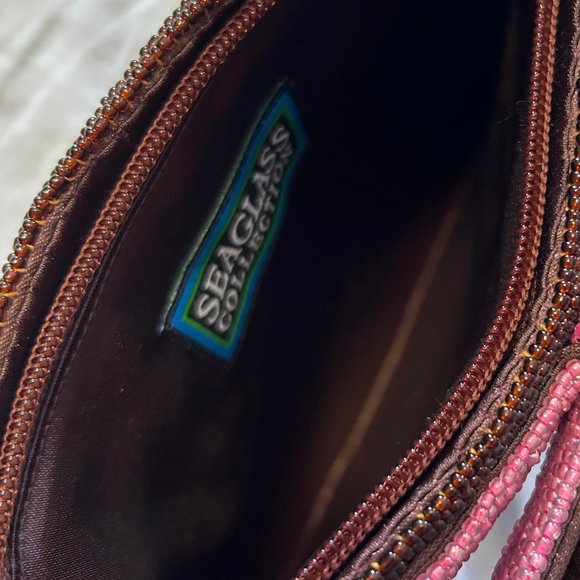 Seaglass Collection Beaded Pink & Brown Clutch - Picture 6 of 8